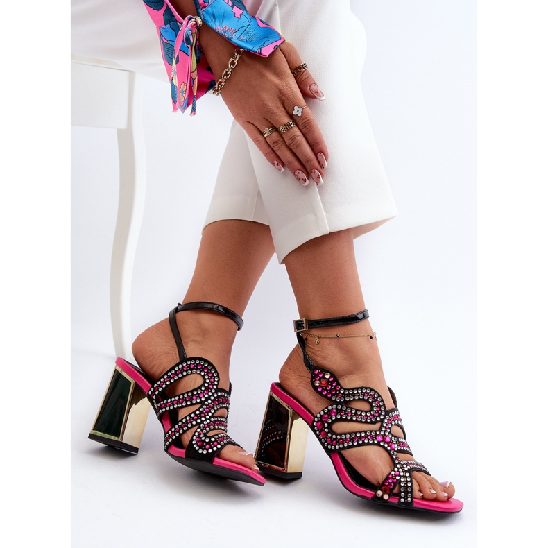 S.Barski Koristetut naisten sandaalit korkeakorkoisella D&amp;A CR952 mustalla 1