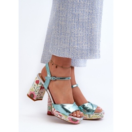 S.Barski Naisten korkeakorkoiset kukkasandaalit D&amp;A CR980 Sininen 2