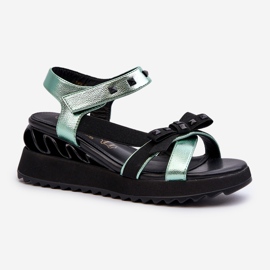 S.Barski Naisten sandaalit rusetilla D&amp;A CR956 Vihreä 1