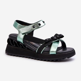 S.Barski Naisten sandaalit rusetilla D&amp;A CR956 Vihreä 1