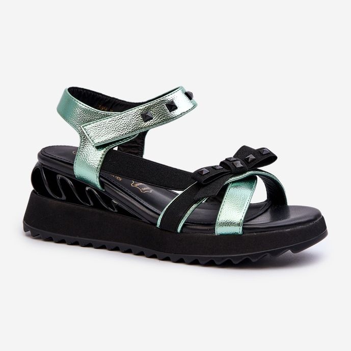 S.Barski Naisten sandaalit rusetilla D&amp;A CR956 Vihreä 1