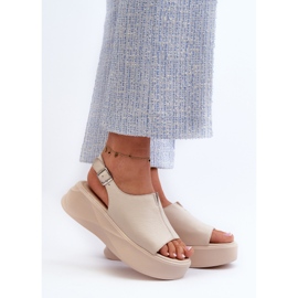 S.Barski Naisten nahkasandaalit D&amp;A SJ2301-2 -alustalla, beige 2