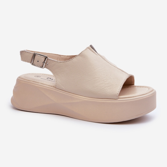 S.Barski Naisten nahkasandaalit D&amp;A SJ2301-2 -alustalla, beige 1