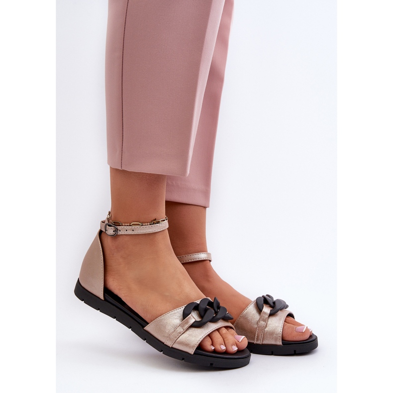 Naisten litteät sandaalit ketjulla Vinceza 17320 kultaa kultainen 2