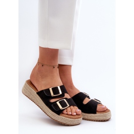 Naisten varvastossut, joissa on punottu Eco Suede musta Zaloemi 2