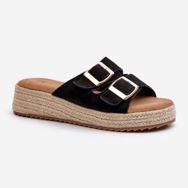 Naisten varvastossut, joissa on punottu Eco Suede musta Zaloemi 1