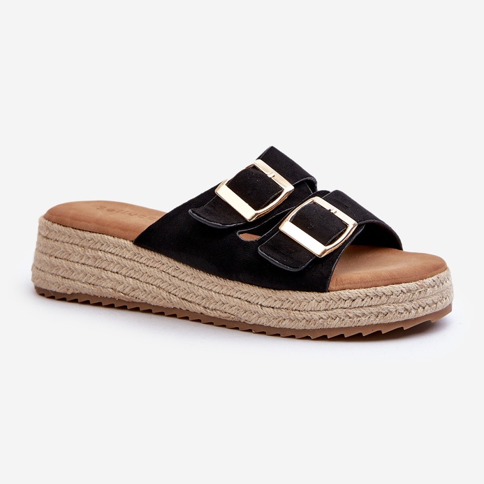 Naisten varvastossut, joissa on punottu Eco Suede musta Zaloemi 1