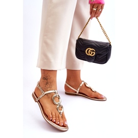 Litteät japanilaiset sandaalit kultaiset kultaiset kultainen 2