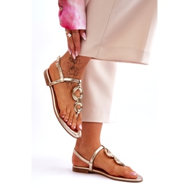 Litteät japanilaiset sandaalit kultaiset kultaiset kultainen 3