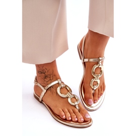 Litteät japanilaiset sandaalit kultaiset kultaiset kultainen 4