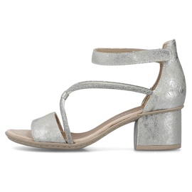 Mukavat naisten korkeakorkoiset sandaalit tarranauhalla, hopea Rieker 64654-40 1