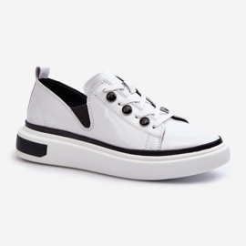 S.Barski Naisten kiiltonahkaiset tennarit D&amp;A LR535 valkoinen 1