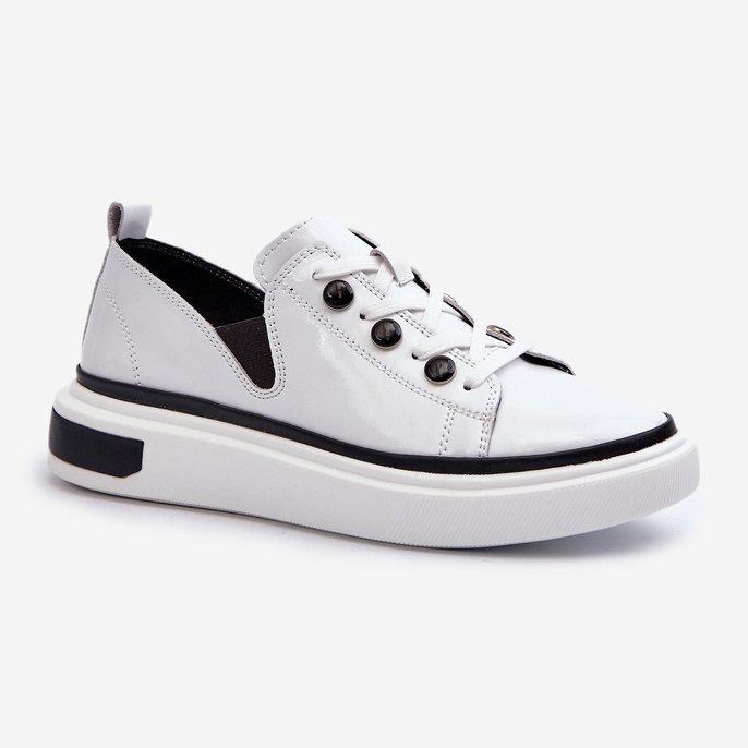 S.Barski Naisten kiiltonahkaiset tennarit D&amp;A LR535 valkoinen 1