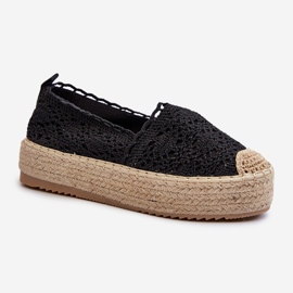 Naisten pitsiset espadrillit alustalla Black Elarose musta 1