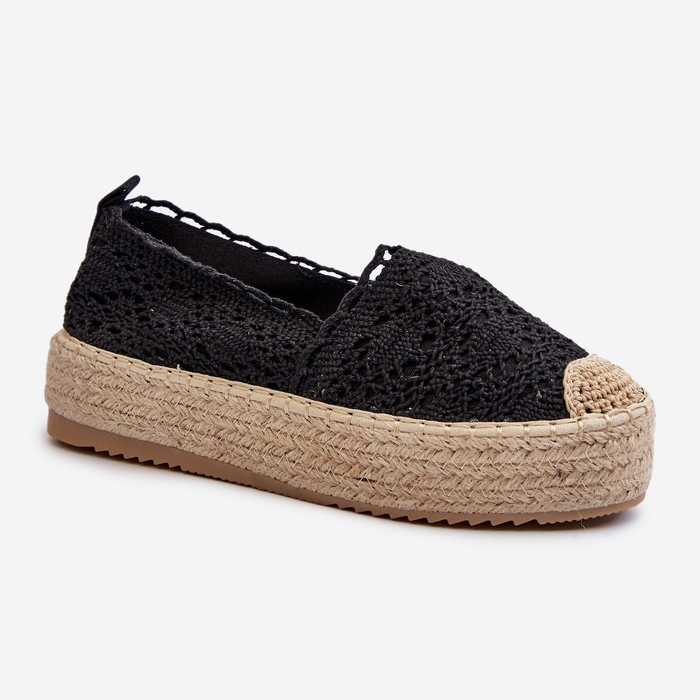 Naisten pitsiset espadrillit alustalla Black Elarose musta 1