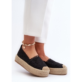 Naisten pitsiset espadrillit alustalla Black Elarose musta 2