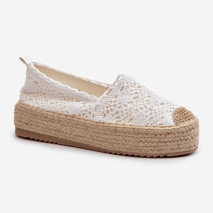 Naisten pitsiset espadrillit alustalla White Elarose valkoinen 1