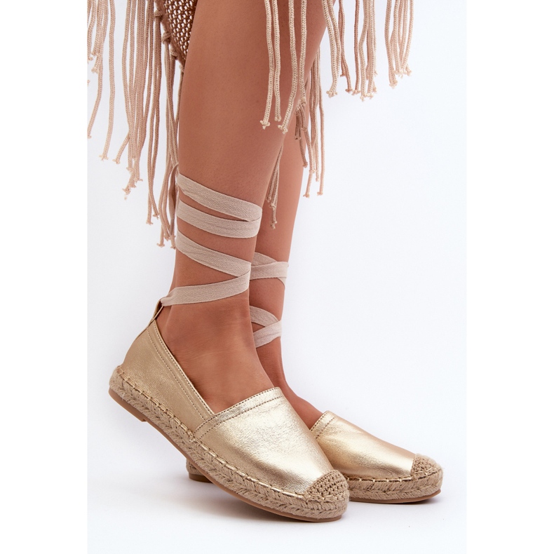 Nauhattu Eco-nahkainen Espadrilles Gold Ismann kultainen 2