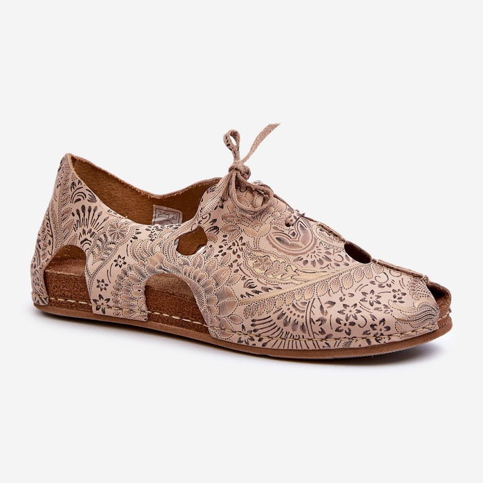 Kuvioidut naisten kengät leikkauksilla Maciejka 06431-02 beige 1