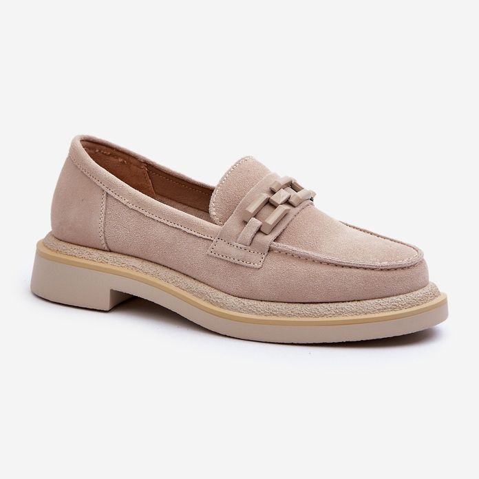 S.Barski Flat -Pested Suede Mocasins -koriste D &amp; A TW101 J.Beżowe beige 2