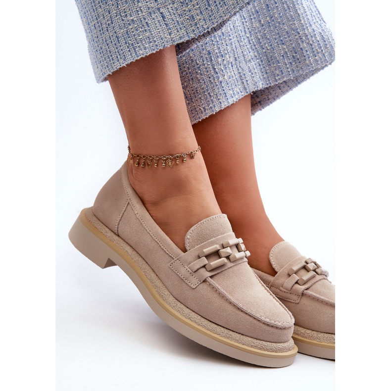 S.Barski Flat -Pested Suede Mocasins -koriste D &amp; A TW101 J.Beżowe beige 1