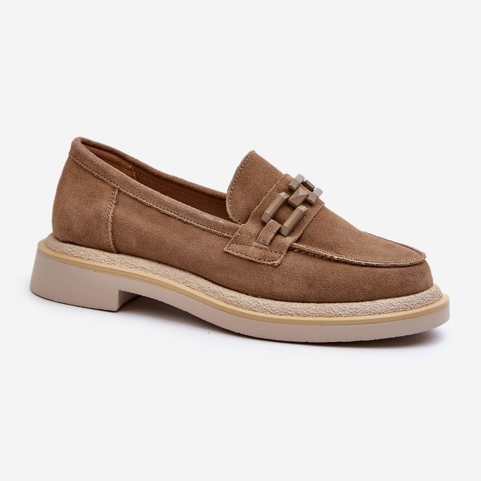 S.Barski Naisten mokkanahkaiset mokasiinit tasaisella kantapäällä koristeella D&amp;A TW101 ruskea 1