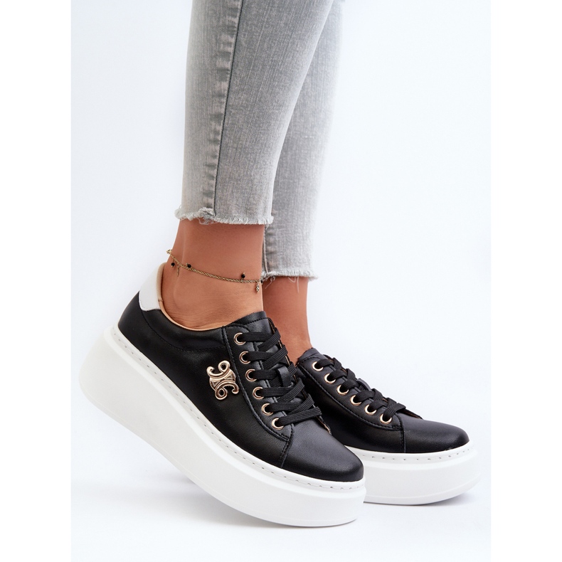 Naisten nahkaiset tennarit alustalla Black Pernalia musta 2