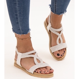 Valkoiset sandaalit koristeltu Detila-zirkoneilla valkoinen 2