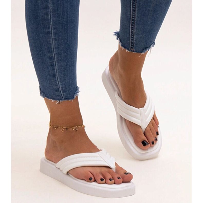 Valkoiset Shishal litteät varvastossut valkoinen 1