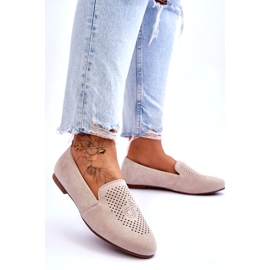 S.Barski Naisten mokkanahkainen avointyöt beige 1