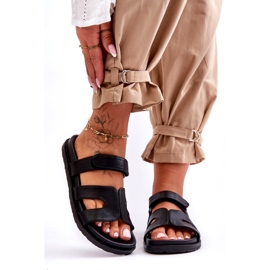 Naisten nahkaiset klassiset liukumäet, joissa tarranauha, musta Amedon 1