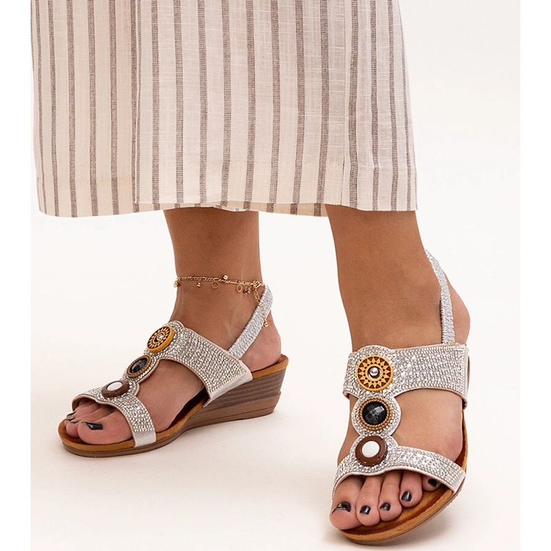 Azeezan kiiltävät matalat sandaalit hopea 1