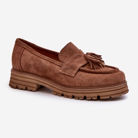 Zazoo 3469 Naisten mokkanahkaiset mokasiinit hapsuilla, ruskea 1