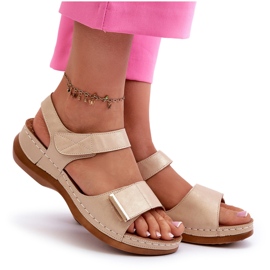 Mukavat naisten sandaalit tarranauhalla, beige Iphiope 8