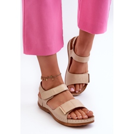 Mukavat naisten sandaalit tarranauhalla, beige Iphiope 3