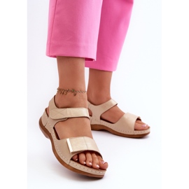 Mukavat naisten sandaalit tarranauhalla, beige Iphiope 2
