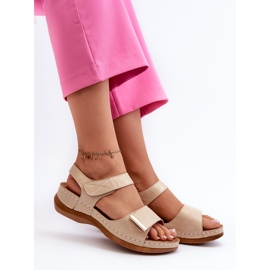 Mukavat naisten sandaalit tarranauhalla, beige Iphiope 6