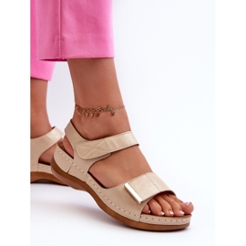 Mukavat naisten sandaalit tarranauhalla, beige Iphiope 4