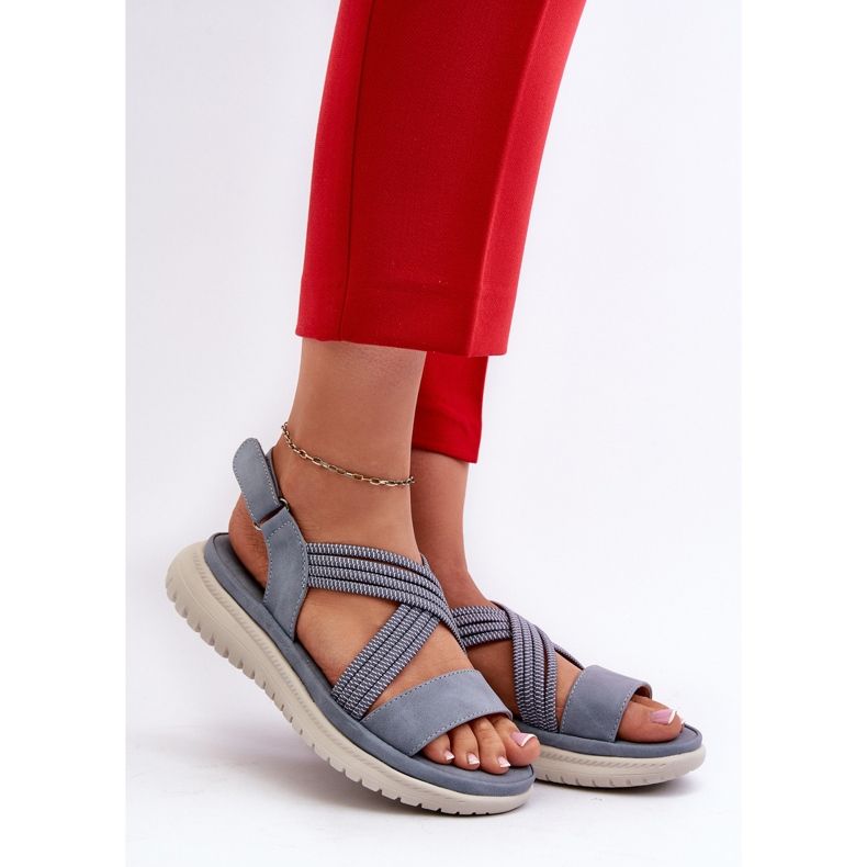 Kevyet, mukavat naisten tarranauhasandaalit, sininen, Ceclea 2