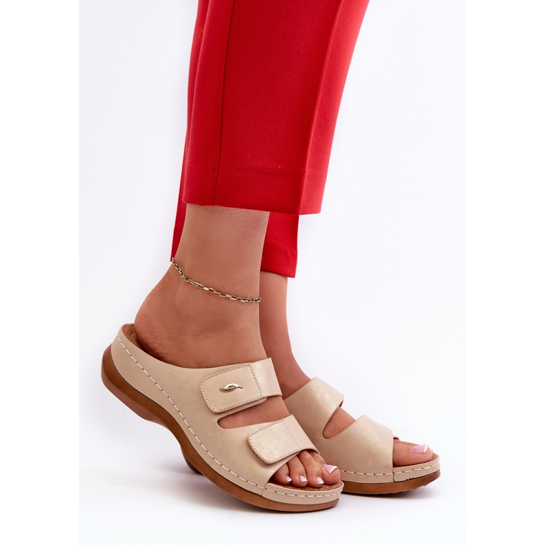 Kevyet naisten varvastossut Eco-nahasta, beige frellia 2