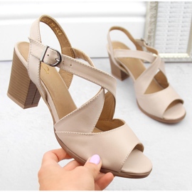 Beiget naisten nahkaiset korkeakorkoiset sandaalit Dolce Pietro 4077-013-01-1 1