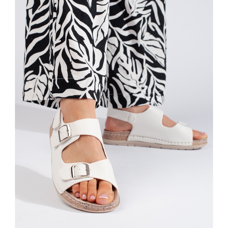 Naisten valkoiset sandaalit, joissa tarrakiinnitys valkoinen 1