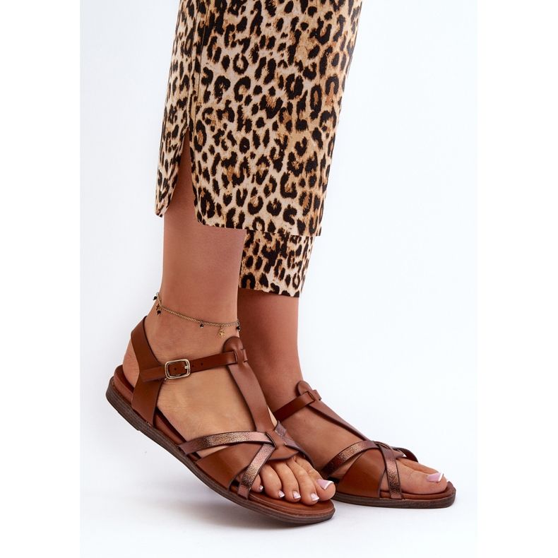 Naisten litteät sandaalit Eco-nahasta Sergio Leone SK071H Ruskea 2