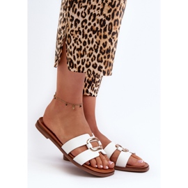 Naisten litteät varvastossut Eco-nahasta Sergio Leone SK077H valkoinen 2