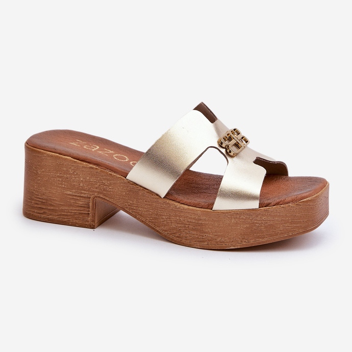 Zazoo 40412 nahkaiset elegantit naisten varvastossut kullalla koristellulla kultainen 1