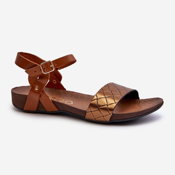 Zazoo 40027 Naisten litteät nahkasandaalit, kupari ruskea 1