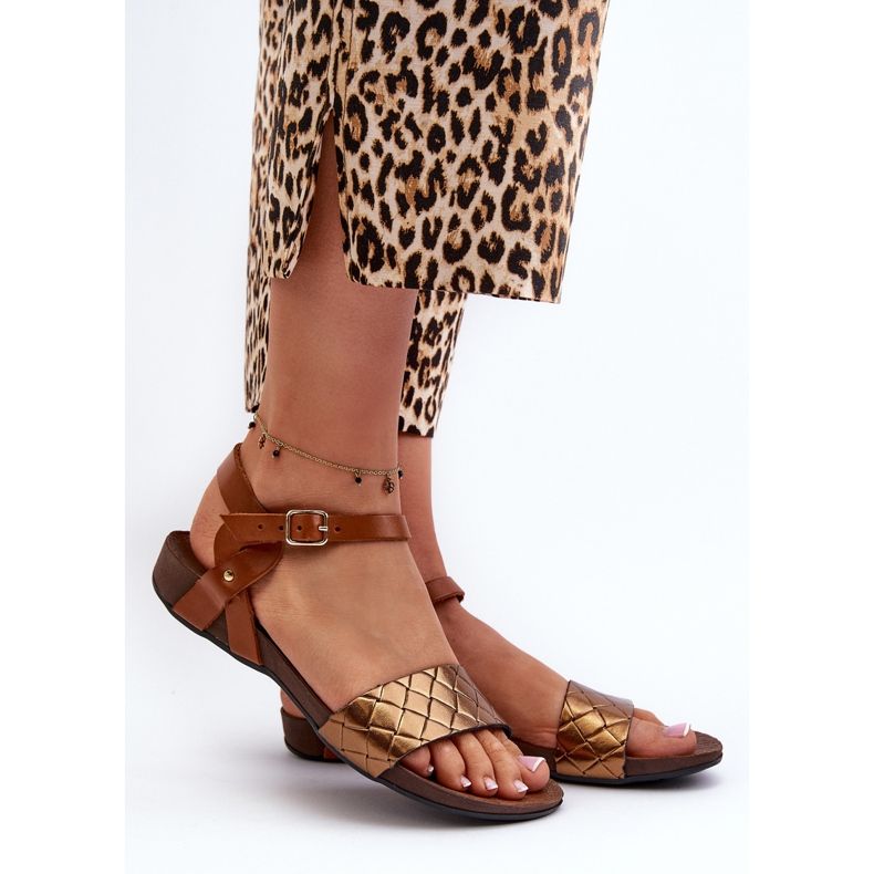 Zazoo 40027 Naisten litteät nahkasandaalit, kupari ruskea 2