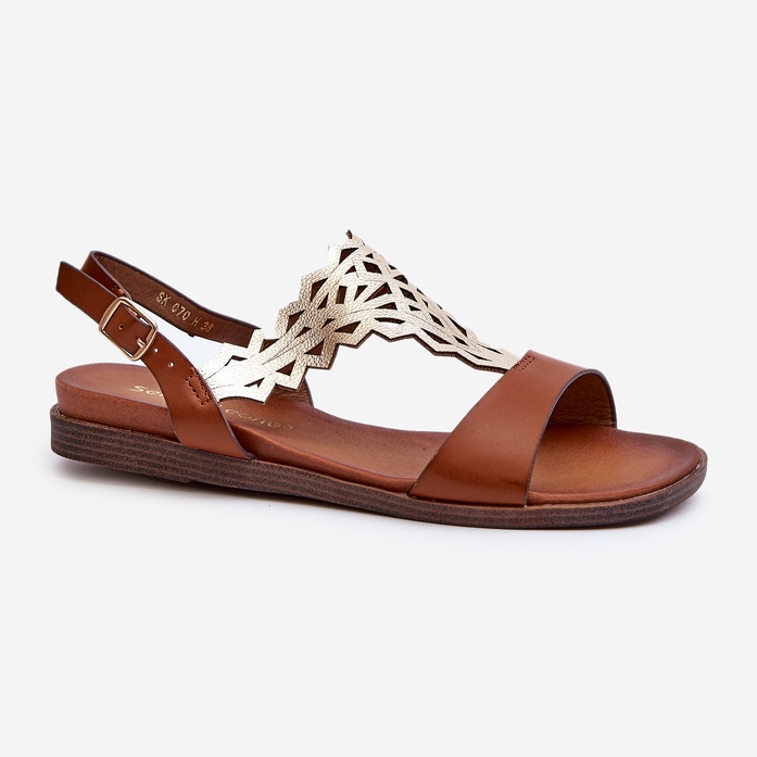 Sergio Leone SK070H naisten tasaiset sandaalit, ruskea 1