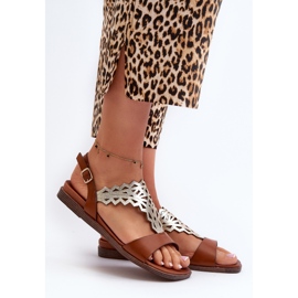 Sergio Leone SK070H naisten tasaiset sandaalit, ruskea 2