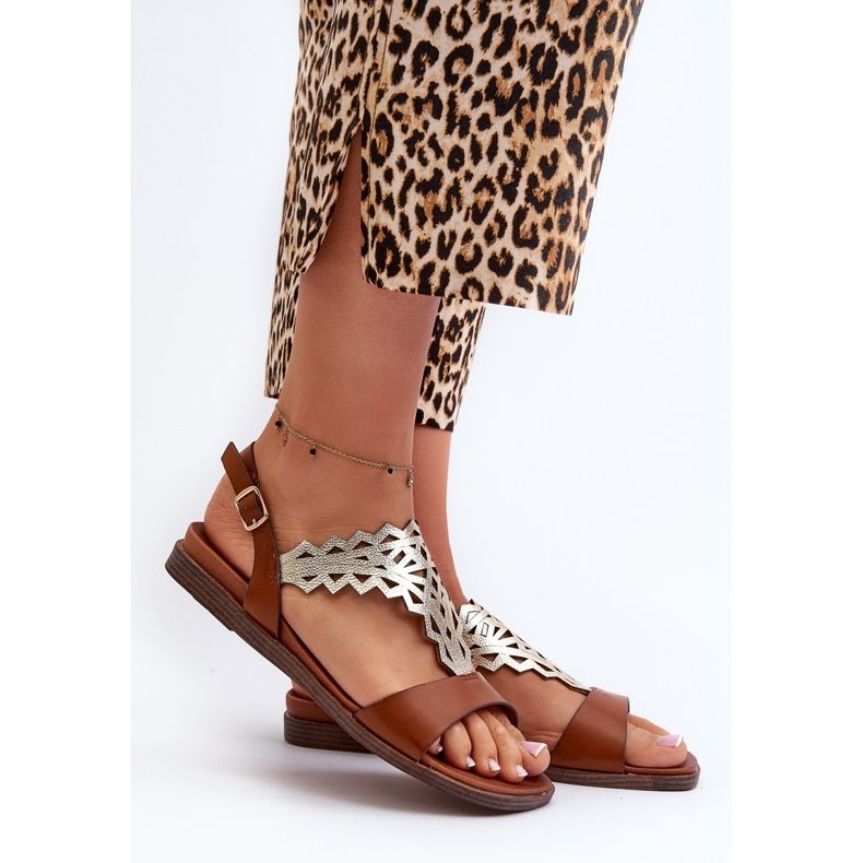 Sergio Leone SK070H naisten tasaiset sandaalit, ruskea 2